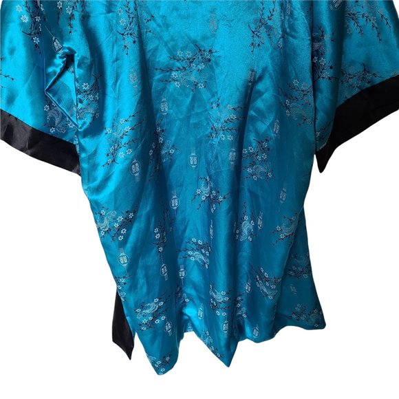 Reversible Kimono Blue Floral Black Embroidered Dragon S Small - Picture 9 of 9